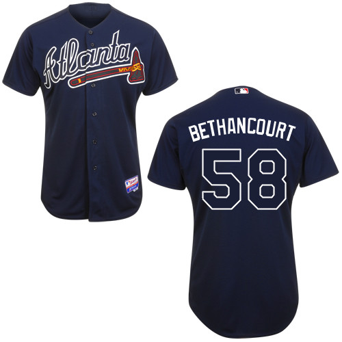 Christian Bethancourt #58 MLB Jersey-Atlanta Braves Men's Authentic Alternate Road Navy Cool Base Baseball Jersey